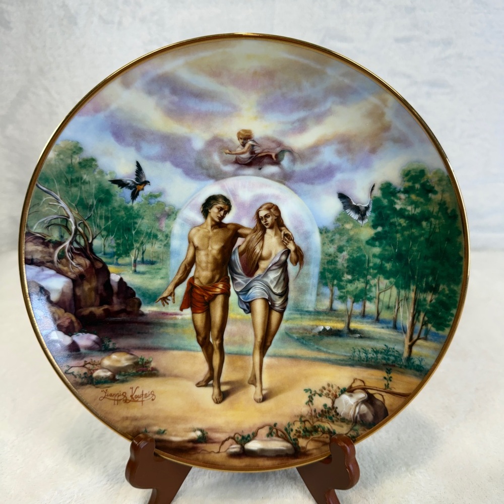 ROYAL CORNWALL China “Banished from Eden” Religious Plate by Yannis Koutsis № 4